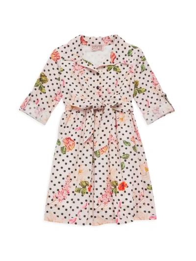 Shop Marchesa Girl's Polka Dot Floral Trench Dress In Blush