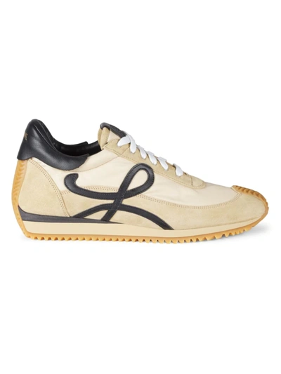 Shop Loewe Men's Flow Runner Monogram Logo Sneakers In Gold Black