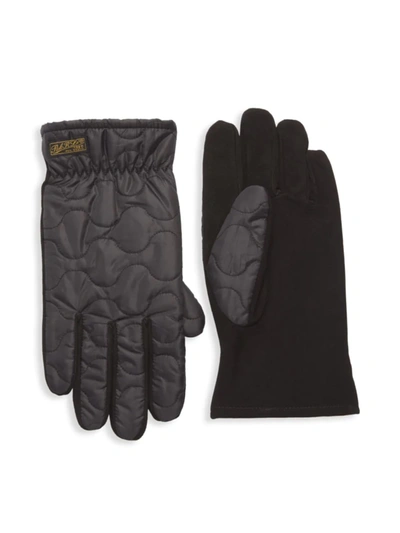 Shop Ralph Lauren Men's Suede Quilted Glove In Black