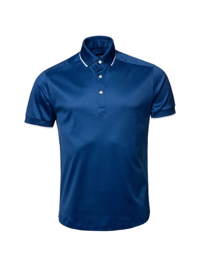 Shop Eton Men's Contemporary-fit Contrast Trim Polo In Blue