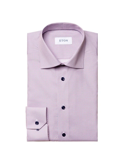 Shop Eton Men's Slim-fit Geometric Micro-print Dress Shirt In Pink Red