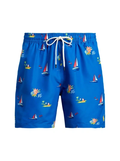 Shop Polo Ralph Lauren Men's Traveler Swim Shorts In Blue