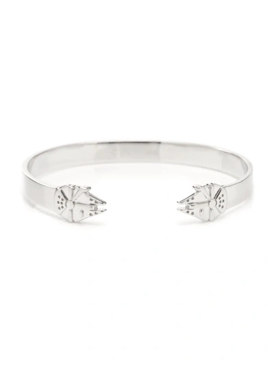 Shop Cufflinks, Inc Men's Millennium Falcon Stainless Steel Cuff Bracelet In Silver