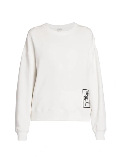 Shop Moncler Women's Palm Tree Logo Patch Sweatshirt In White