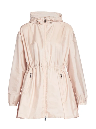 Shop Moncler Women's Wete Hooded Drawcord Waist Jacket In Blush