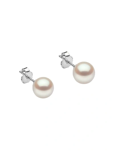 Shop Saks Fifth Avenue Women's 14k White Gold & 8-8.5mm Akoya Pearl Stud Earrings