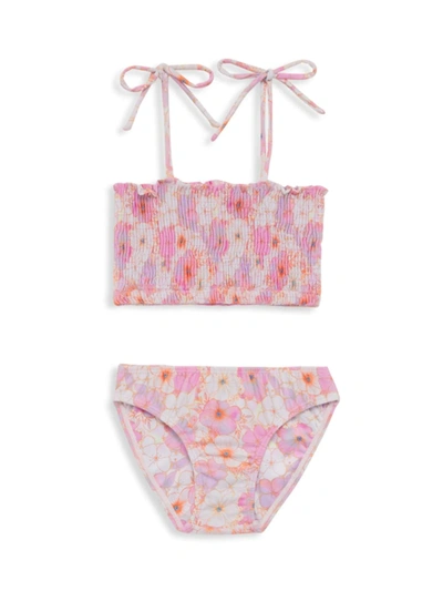 Shop Little Peixoto Little Girl's & Girl's 2-piece Smocked Floral Print Bikini Set In Jasmine