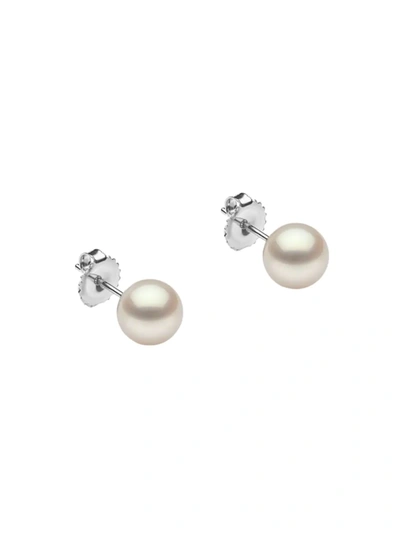 Shop Saks Fifth Avenue Women's 14k White Gold & 8-8.5mm Cultured Freshwater Pearl Stud Earrings