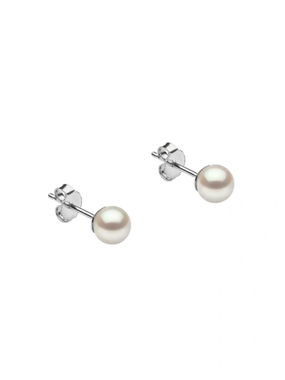 Shop Saks Fifth Avenue Women's 14k White Gold & 6-6.5mm Akoya Pearl Stud Earrings