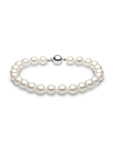 Shop Saks Fifth Avenue Women's 14k White Gold & 6.5 Mm Akoya Pearl Bracelet