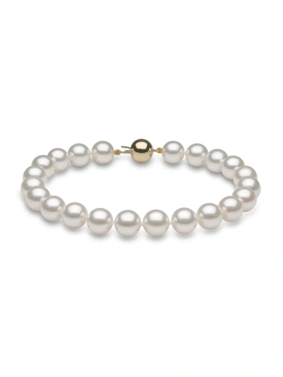 Shop Saks Fifth Avenue Women's 14k Gold & 7.5-8 Mm Akoya Pearl Bracelet In White