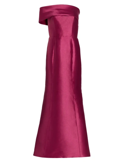 Shop Amsale Women's Mikado Off-the-shoulder Gown In Berry