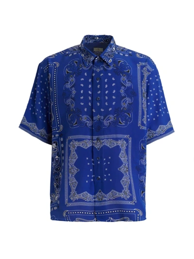 Shop Etro Men's Camicia Bandana Printed Shirt In Blu