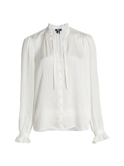 Shop Paige Women's Marquet Button-front Silk Blouse In White