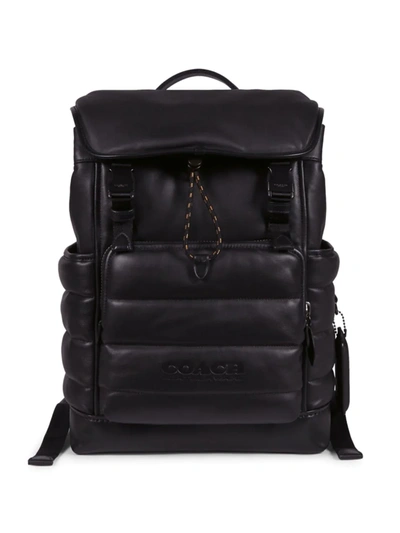 Shop Coach League Leather Quilted Backpack In Black