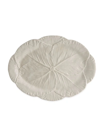 Shop Bordallo Pinheiro Cabbage Oval Serving Platter In Beige