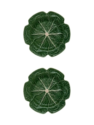 Shop Bordallo Pinheiro Cabbage 2-piece Charger Plate Set In Green