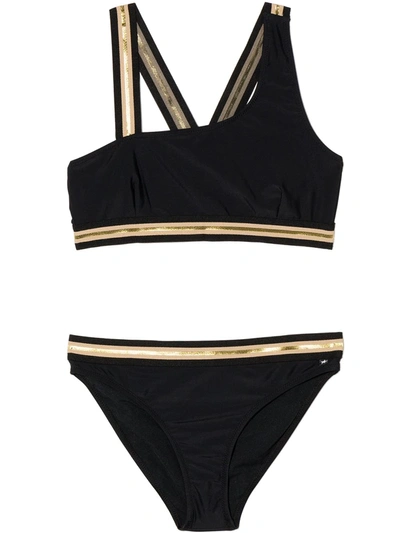 Shop Molo Nicola Stripe-trim Bikini Set In Black