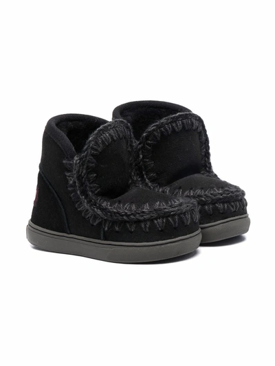 Shop Mou Shearling-lined Suede Eskimo Boots In Black
