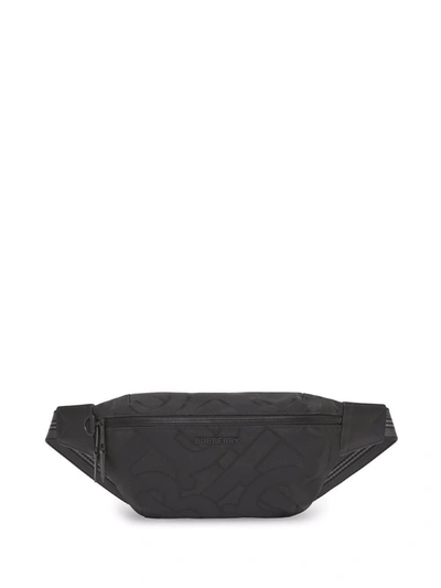 Shop Burberry Sonny Monogram Belt Bag In Black