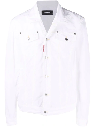 Shop Dsquared2 Logo-patch Button-fastening Jacket In White