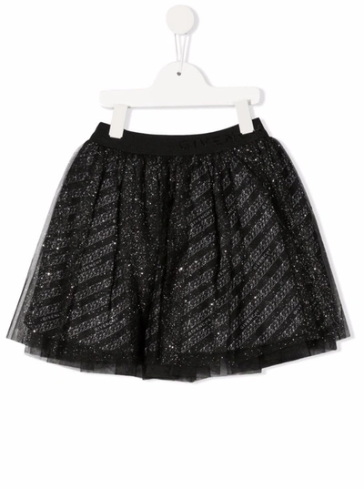 Shop Givenchy Tulle Skirt With Allover Logo In Black
