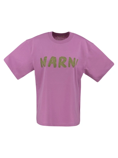 Shop Marni Cotton Jersey T-shirt With  Print In Pink