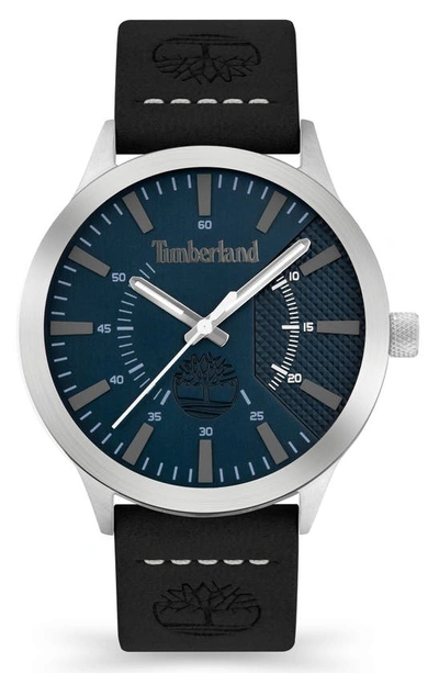 Shop Timberland Hempstead Leather Strap Watch, 40mm In Black