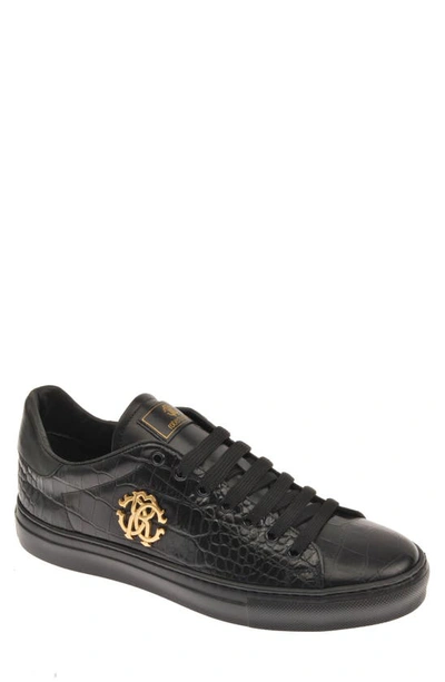 Roberto Cavalli Men's Croc-embossed Leather Low-top Sneakers In Black |  ModeSens