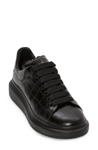 Shop Alexander Mcqueen Croc Embossed Oversize Sneaker In Black