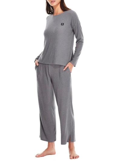 Shop Dkny Sleepwear Marled Jersey Knit Lounge Set In Grey