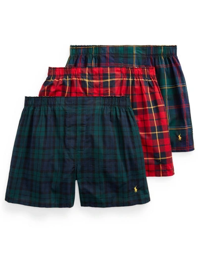 Shop Polo Ralph Lauren Classic Fit Woven Cotton Boxers 3-pack In Plaid Assorted