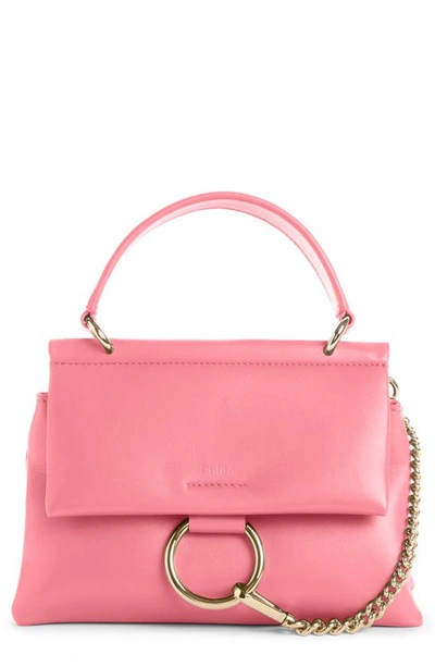 Shop Chloé Small Faye Leather Top Handle Bag In Hot Pink