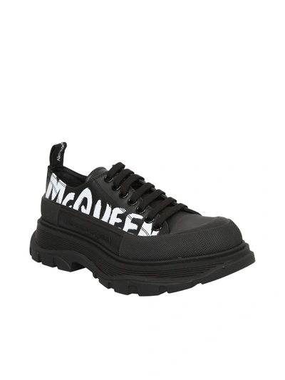 Shop Alexander Mcqueen Logo Print Sneakers In Black
