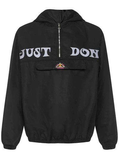 Just Don Black Logo-print Hooded Windbreaker In Black