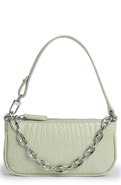 Shop By Far Mini Rachel Leather Shoulder Bag In Sage Green