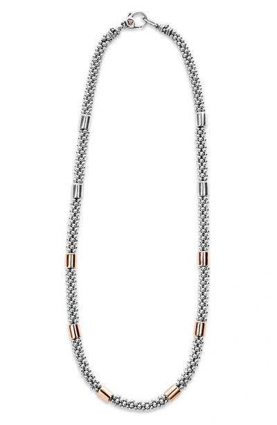 Shop Lagos Sterling Silver & 18k Gold Rope Necklace In Rose Gold