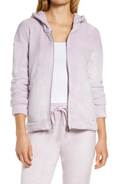 Shop Ugg Tasha Double Face Fleece Zip Hoodie In Lilac Frost