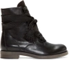CHLOÉ Black Leather Lace-Up Ankle Boots