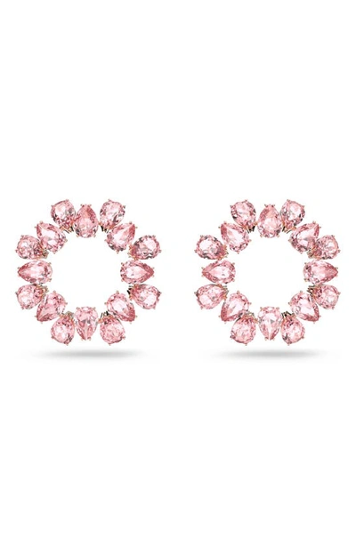 Shop Swarovski Millenia-pe Pear Hoop Earrings In Pink