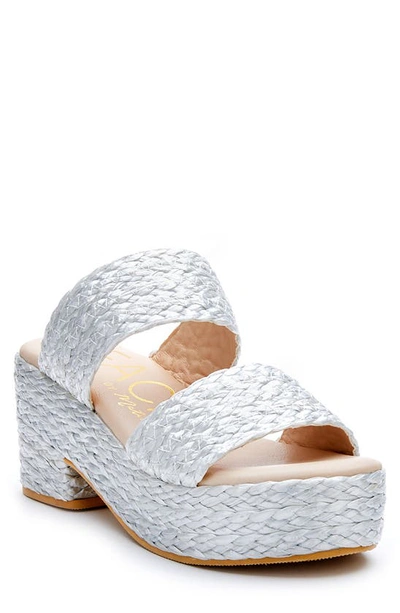 Coconuts By Matisse Ocean Ave Espadrille Platform Slide Sandal In Silver