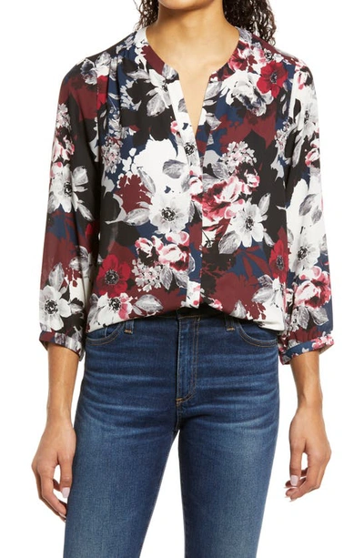 Shop Nydj High/low Crepe Blouse In Victoria Blossoms