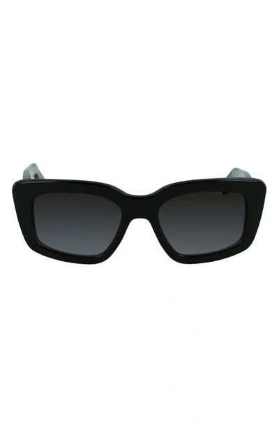 Shop Ferragamo Gancini 52mm Rectangular Sunglasses In Black