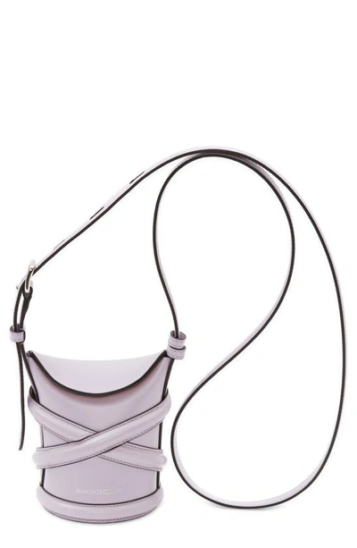Shop Alexander Mcqueen Micro The Curve Leather Crossbody Bag In Lilac