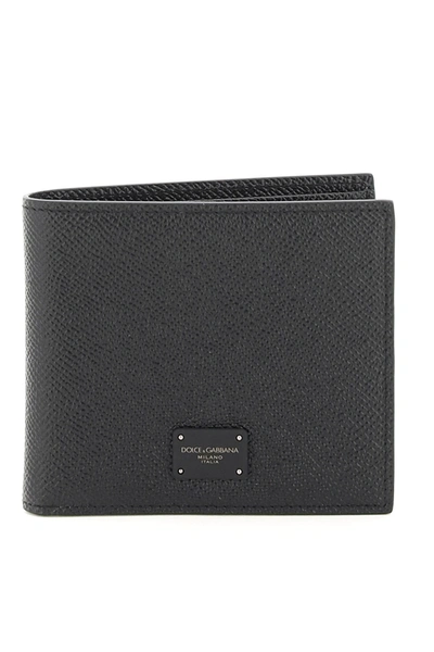 Shop Dolce & Gabbana Bifold Wallet In Dauphine Calfskin In Black