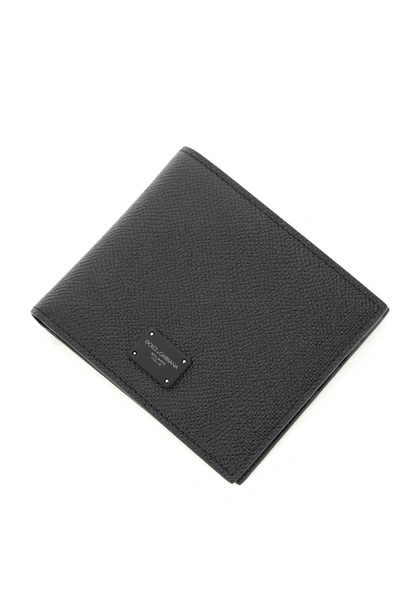 Shop Dolce & Gabbana Bifold Wallet In Dauphine Calfskin In Black