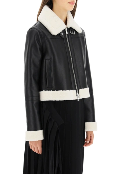 Shop Stand Studio Lorelle Eco-shearling Jacket In Black,white