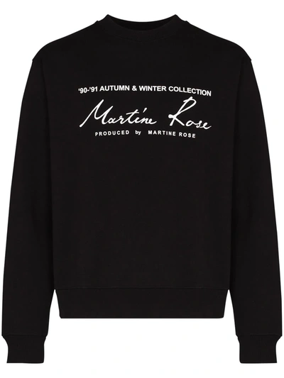 Shop Martine Rose Logo Print Crew Neck Sweatshirt In Schwarz