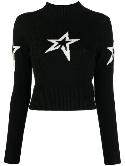 Shop Perfect Moment Logo-print Cable-knit Jumper In Schwarz
