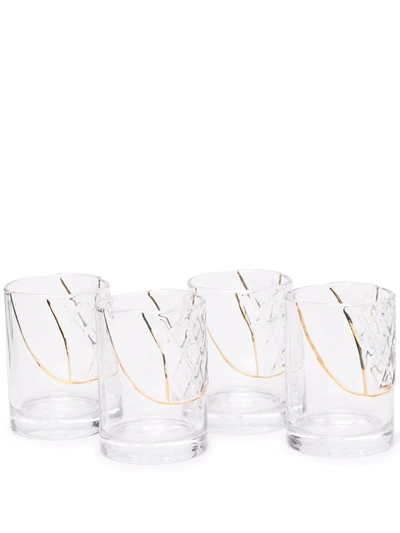 Shop Seletti Set Of 4 Glasses In Weiss
